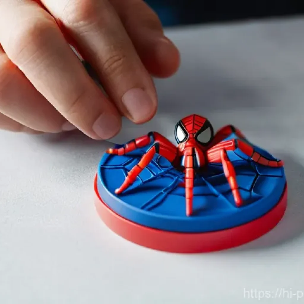 스파이더맨 조립 프라모델 - **Prompt:** A close-up, highly detailed shot of a person's hands carefully assembling a Spider-Man p...