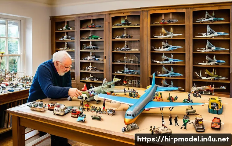 프라모델 애호가 커뮤니티 - **Prompt:** "A vibrant and diverse group of model kit enthusiasts, aged 15 to 60, gather in a bright...